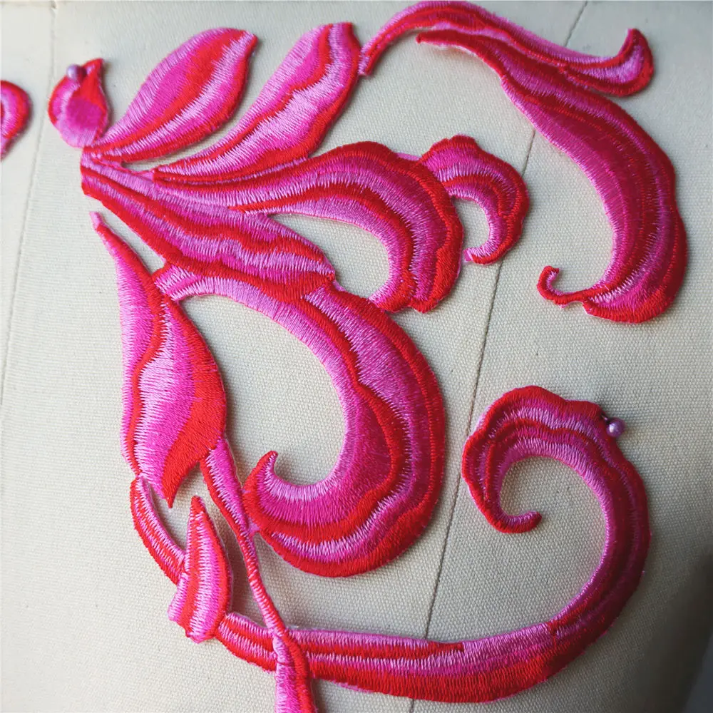 Аппликации в стиле барокко розово красного цвета 2 шт. патчи для пришивания