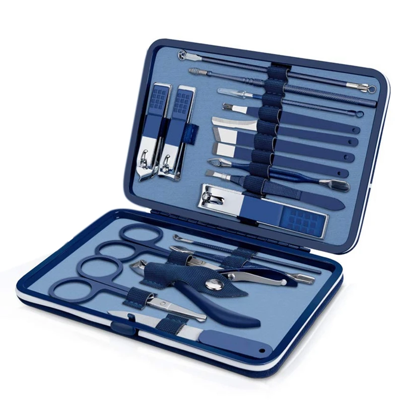 

Маникюрный набор, набор для педикюра, кусачки для ногтей, профессиональный набор для ухода, инструменты для ногтей 18 в 1 с роскошным чехлом д...