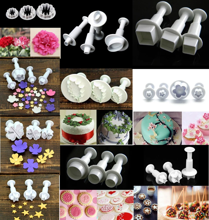 

2/3/4Pcs Fondant Mould Stars Leaf Flower Shape Cutter Plunger Cookie Mold DIY Cake Sugar Craft Clays Decorating Mold