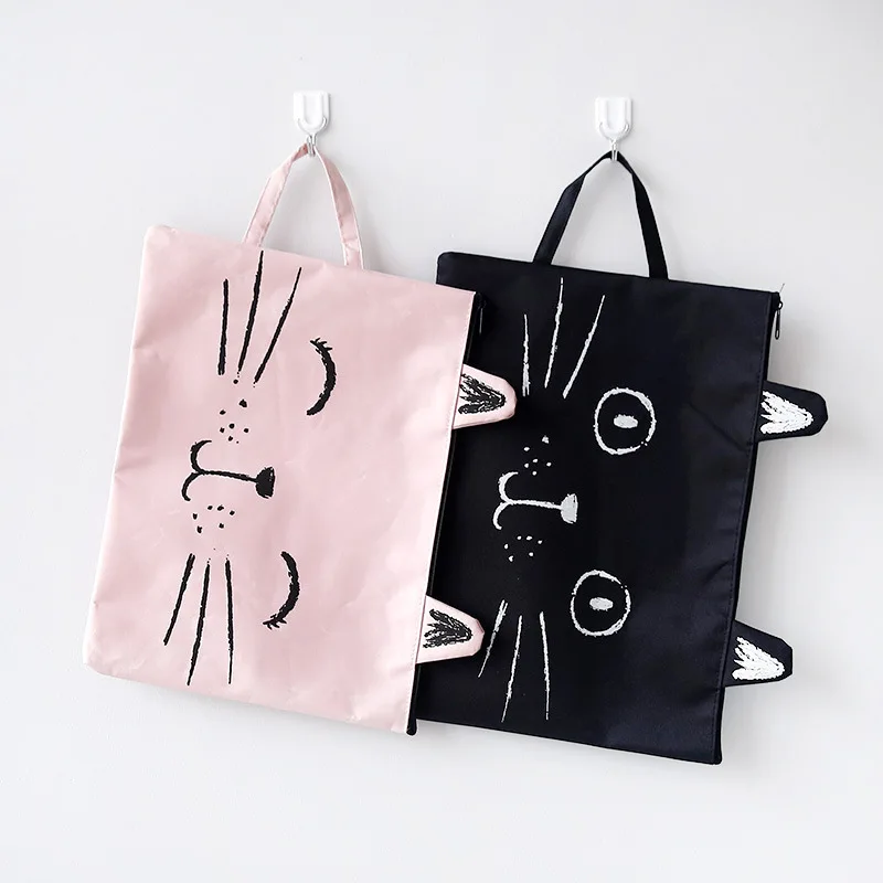 

Big Capacity Canvas A4 File Folder Cute Cat Document Bag Storage Organizer Bag Stationery School Office Supplies