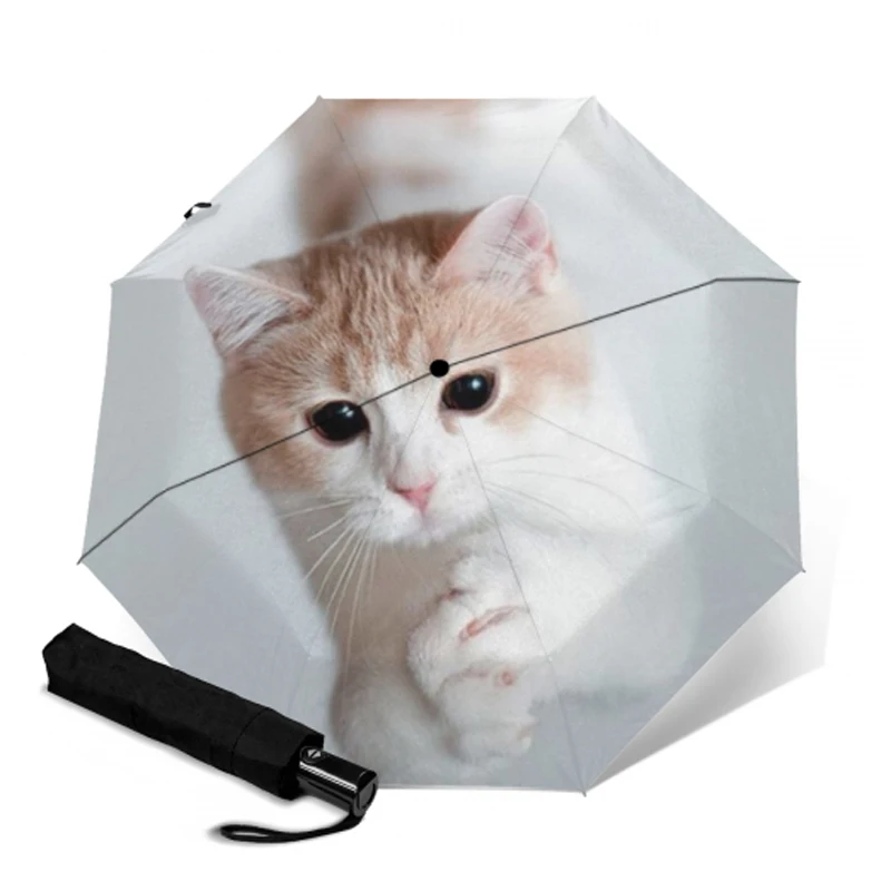 Автоматический зонт с принтом котенка компактная защита от УФ лучей складные