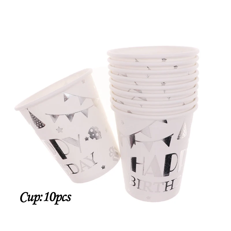 10pcs Золотая фольга, 20 шт./лот, бумажные одноразовые столовые приборы, салфетки, тарелки, чашки с днем рождения, свадьбы, вечеринки, дня рождения, украшения для детей - Цвет: 10pcs