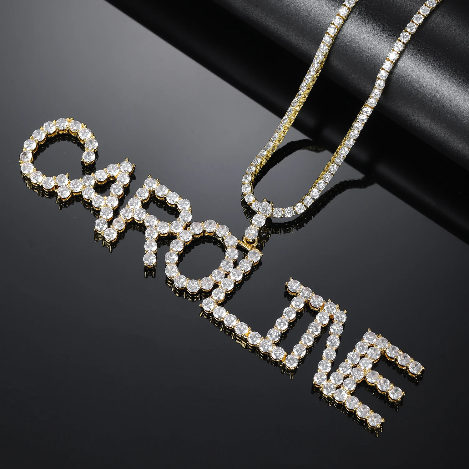 Цепочка для тенниса с надписью на заказ мужское и женское ожерелье кулоном из