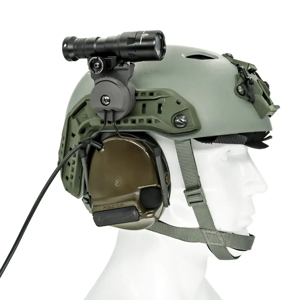 2 Pcs Mounting Kit Platform Tactical Headphone Helmet Bracket Accessories for Outdoor Hunting Airsoft Tactical Flashlight   Gray