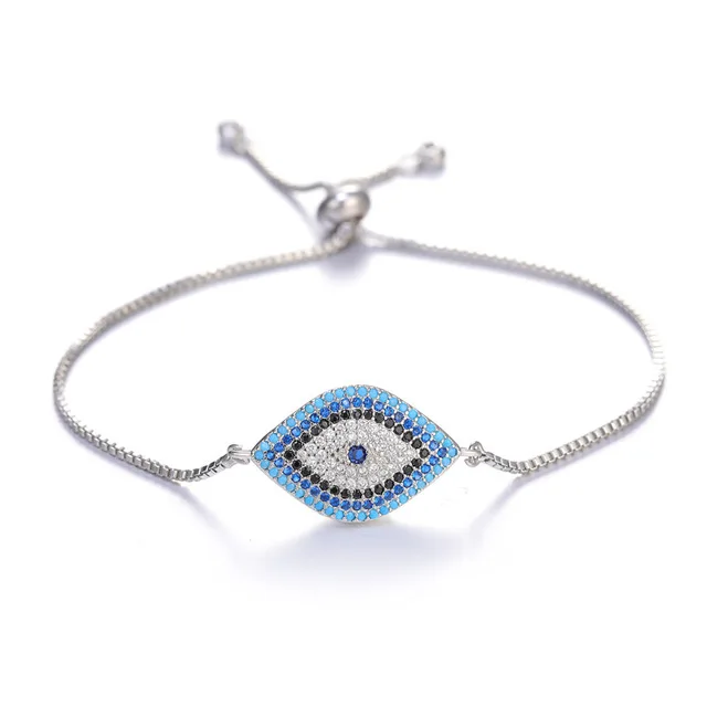 Hot sell evil eye JUWANG Турецкий Дурной глаз браслеты для женщин микро проложить Циркон Шарм регулируемые цепи Мода ручной работы ювелирные изделия подарок - Окраска металла: Hot sell evil eye