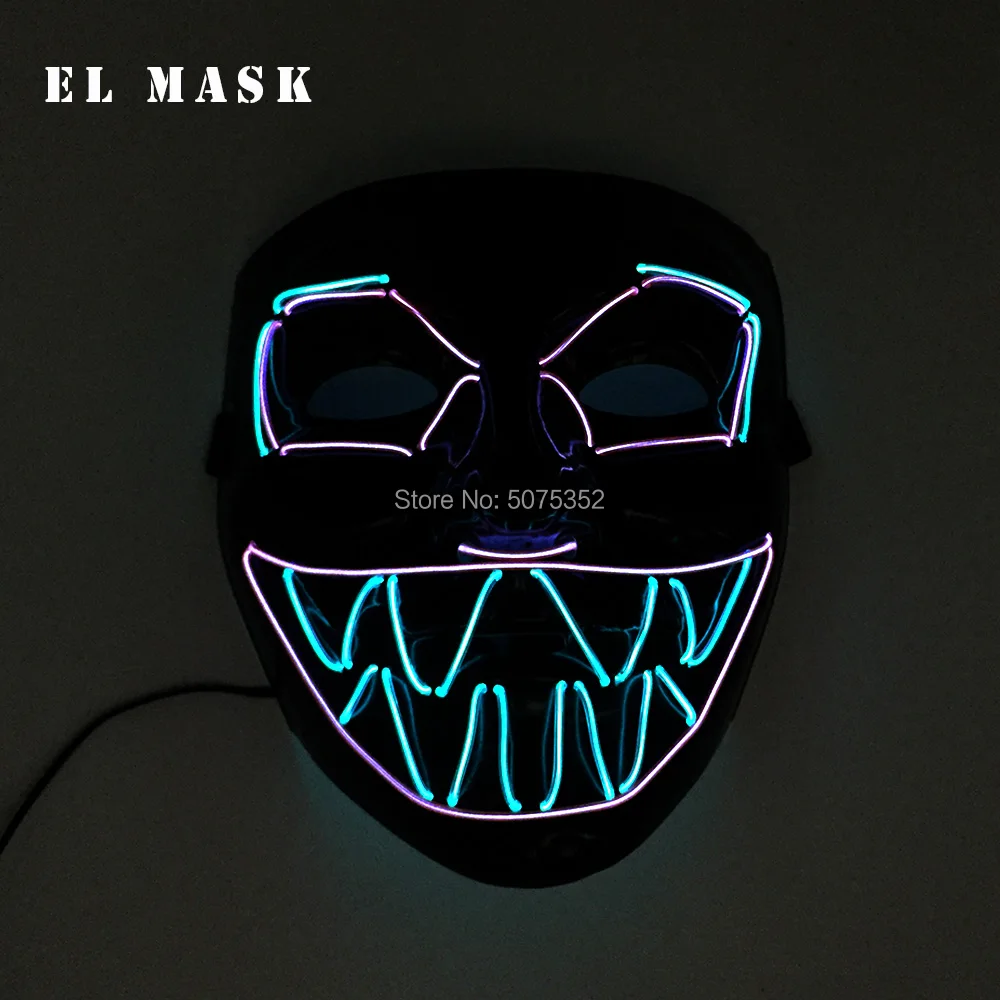Модная новая многоцветная неоновая светодиодная Rave маска страшная тематическая