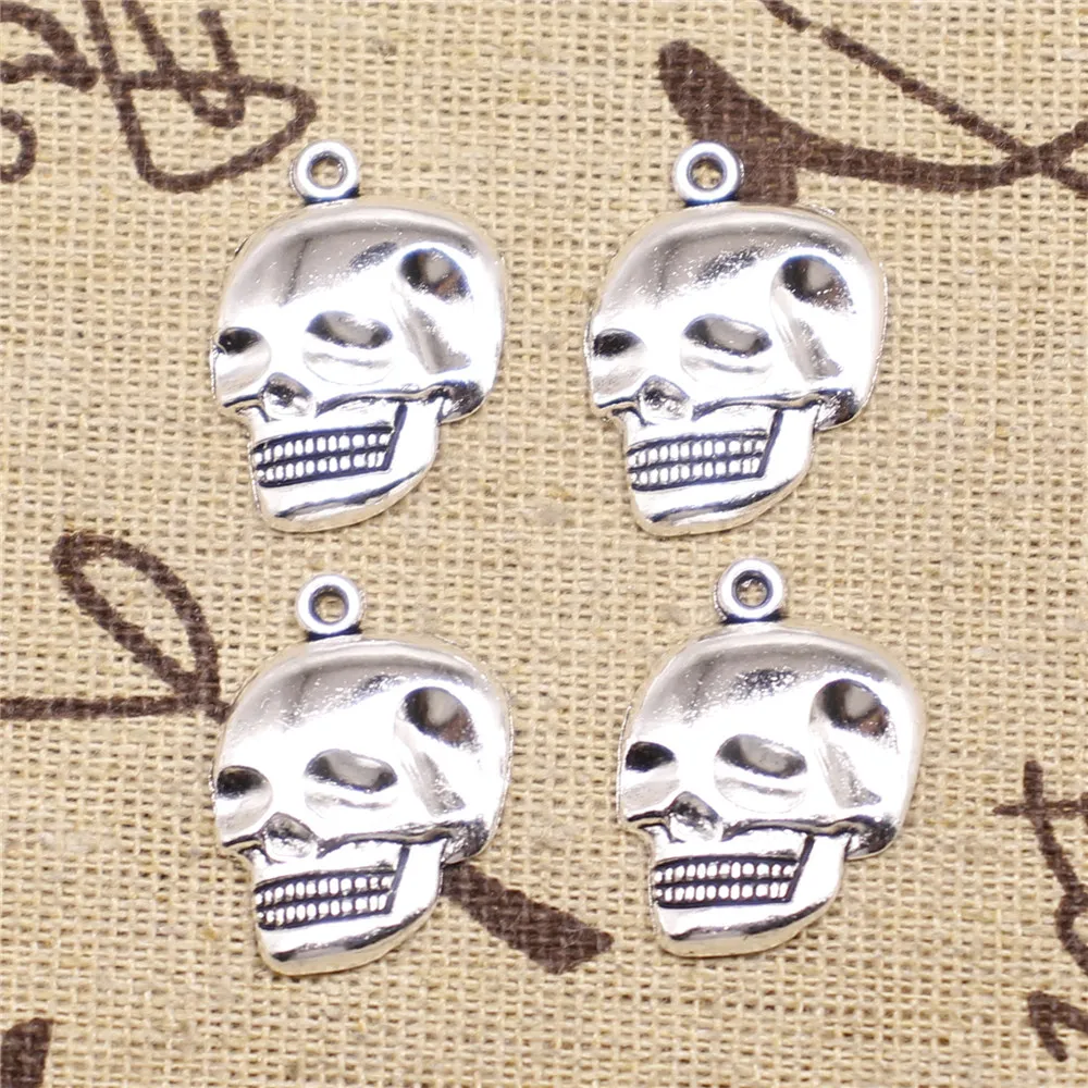 

Charm For Making Jewelry Pendants Antique Silver Color Skull 21x16mm 10pcs