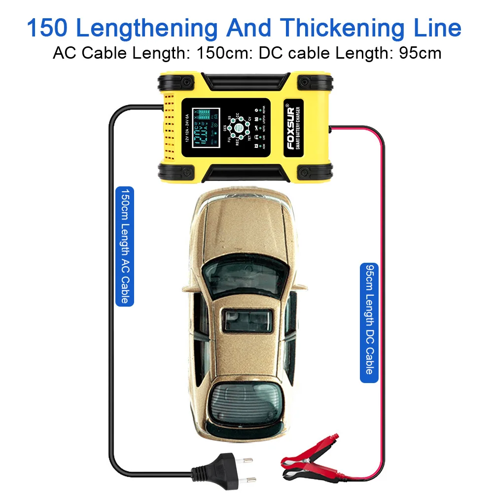 lithium iron battery lead acid battery charger 12v12a motorcycle car battery charger digital lcd display 7 stage agm free global shipping