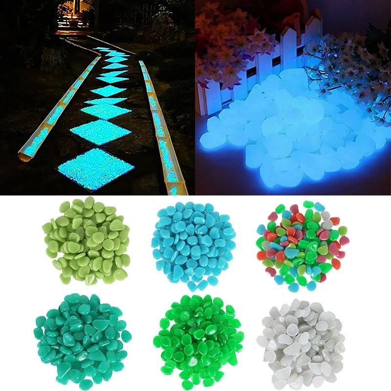 

25/50pcs fish tank aquarium stones glow in the dark garden luminous pebbles walkways decor decorative pebble outdoor Yard rocks