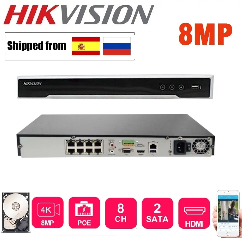 Hikvision DS-7608NI-K2/8 P английская версия 8POE порты 8ch NVR с 2 SATA портами plug &amp play H.265 |