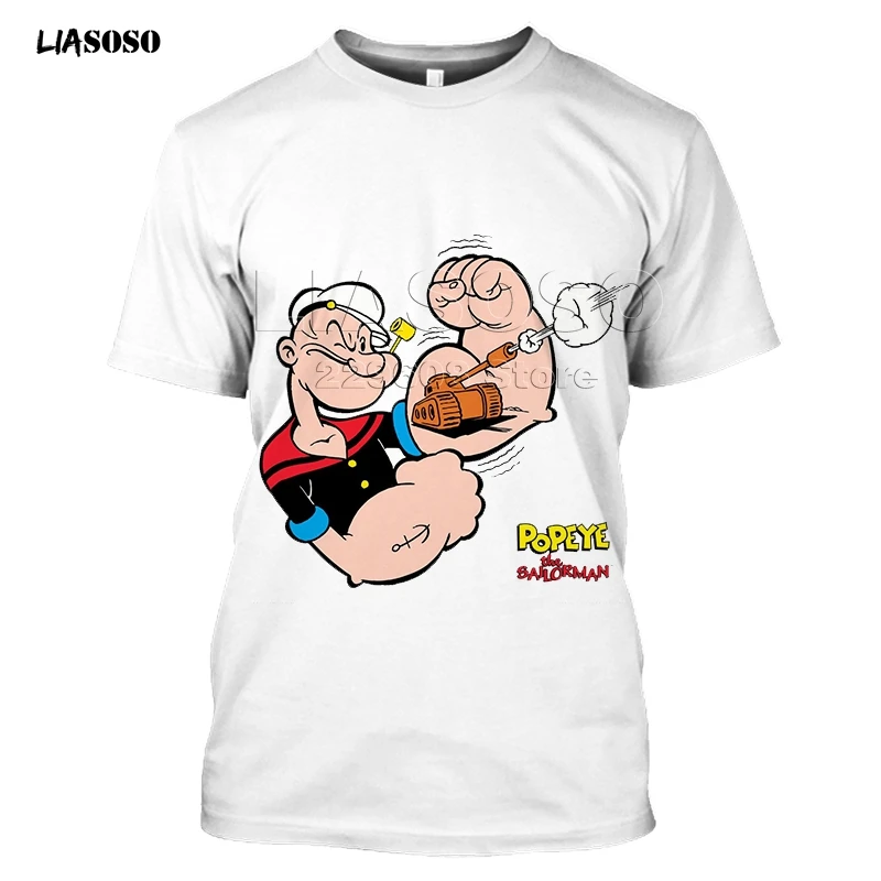 LIAOSOS новая футболка Popeye мужская летняя с коротким рукавом и рисунком в стиле хип