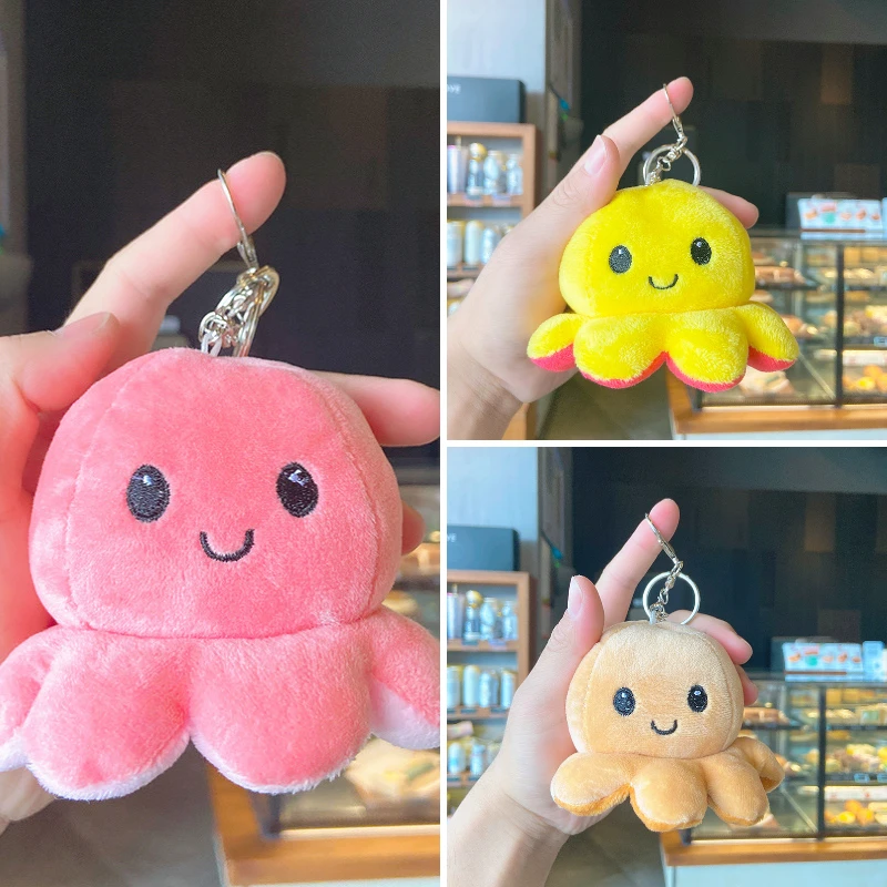 

Cartoon Octopus Pendant Double Sided Octopus Keychain Plush Toy Face Changing Doll Cute Keychain Gift For Gilr Kawaii Keychain