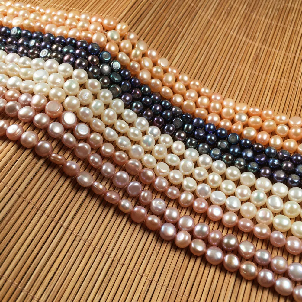 

Natural Freshwater Pearl Beading Flat shape Isolation Punch Loose Beads DIY Elegant Necklace Bracelet for Jewelry Making
