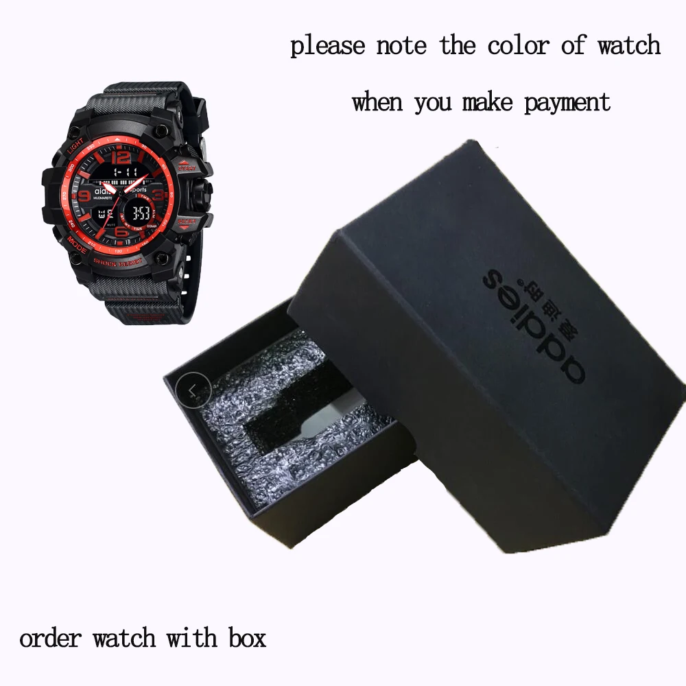 RED-with box Адди мужские часы G стиль мужские спортивные часы светящиеся часы мужские спортивные водонепроницаемые 30 метров Водонепроницаемость - Цвет: RED-with box