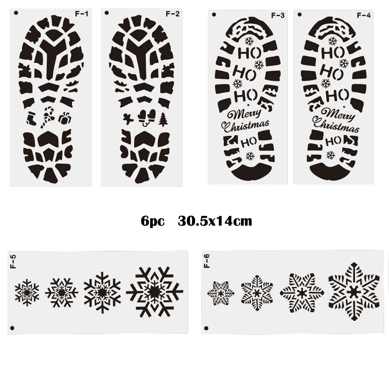 Noel ayak izleri resim şablonu noel baba ayakkabı baskı DIY boyama kabartma Stencil karalama defteri albümü dekor kek yeniden kullanılabilir