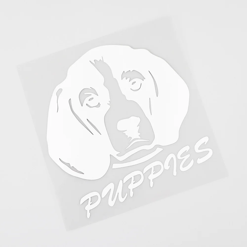 YJZT 12.5CMX13CM Animal Puppies Face Fun Vinyl Car Sticker Decal Black/Silver 8C-0144