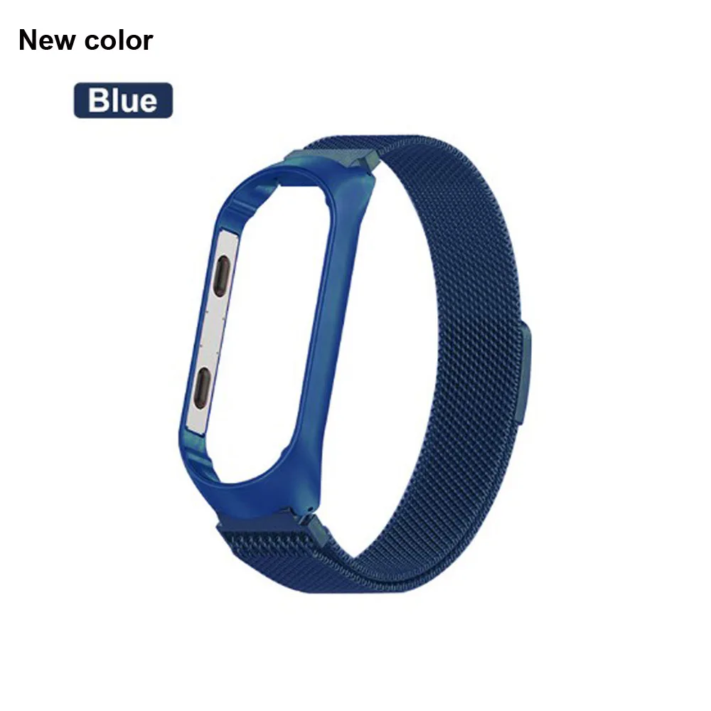 Style 2-Blue Mi Band 4 ремешок Miband 4 браслет из нержавеющей стали металлический для оригинального Xiaomi Mi Band 4 ремешок на запястье Miband4 эластичный умный Браслет - Цвет: Style 2-Blue