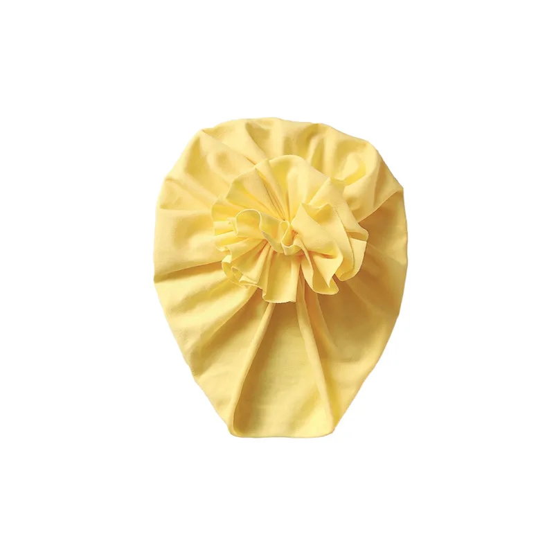 LIGHT YELLOW Детская шапочка-тюрбан с бантиком, детская шапка из хлопка, шапочка для новорожденных с единорогом, детский реквизит для фотосессии, подарок для ребенка - Цвет: LIGHT YELLOW