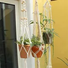 Вешалка для макраме, искусственные корзины, цветочные цветы, подвесное украшение для балкона, веревка с узлом