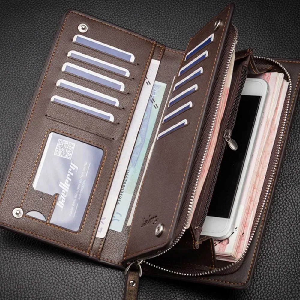 

Baellerry Men Wallets Business Long Zipper Large Capacity Quality Male Purse With Card Holder Multi-function Wallet For Men