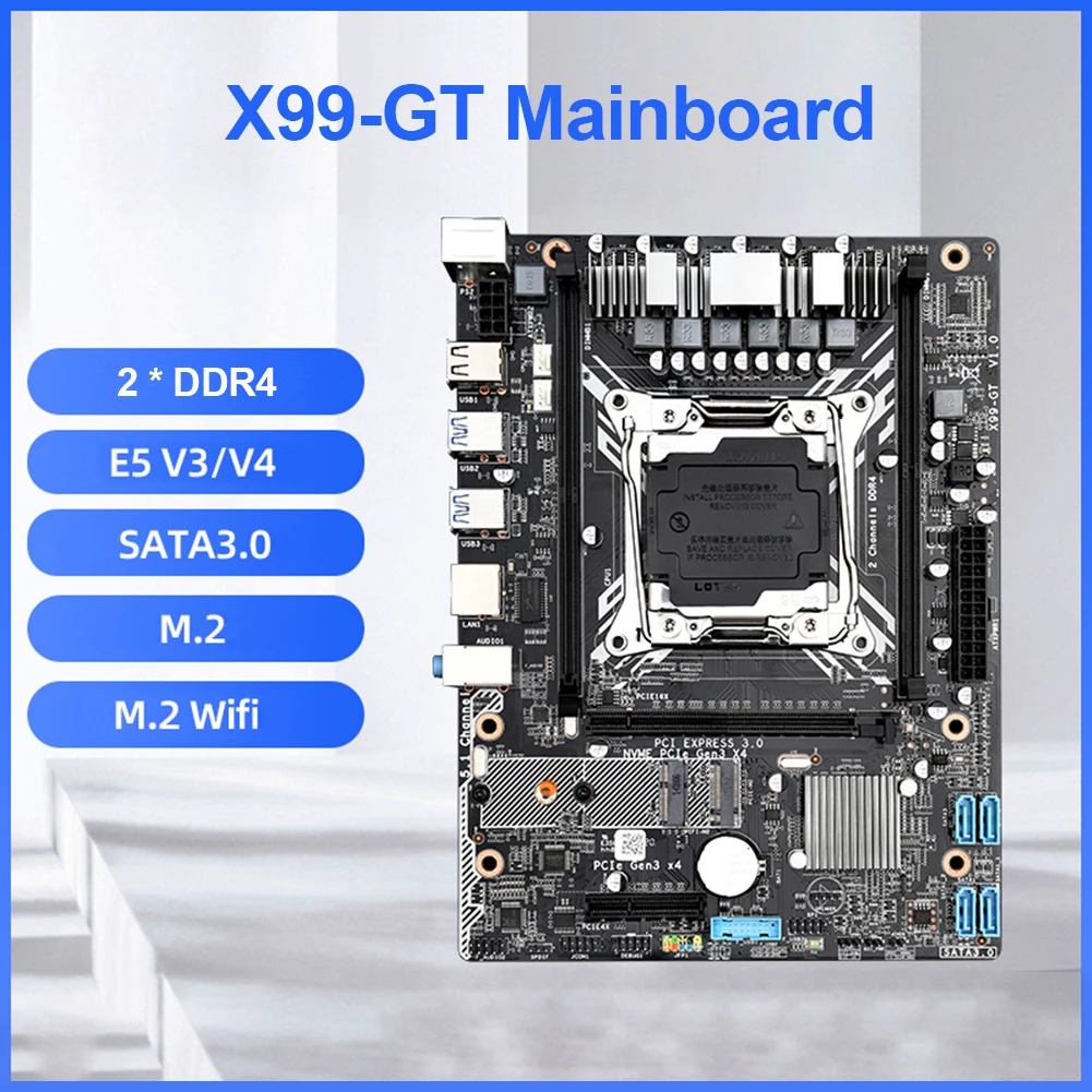 

X99 GT Motherboard Set M.2+M.2 Intel LGA 2011 V3 V4 CPU DDR4 USB WiFi Slot supports LGA2011-3V3/V4 full series CPU