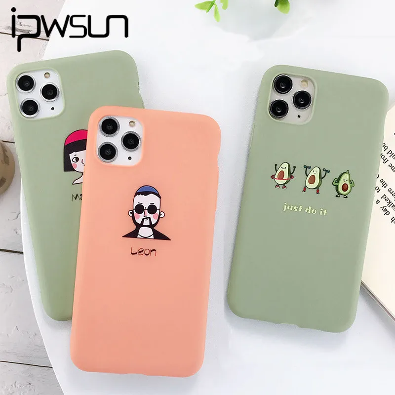 iPWSOO Cartoon Avocado Phone Case For iPhone 11 Pro Max X XS XR Xs Funny Animal Cases Cover 5 5s SE 6 6s 7 8 Plus | Мобильные