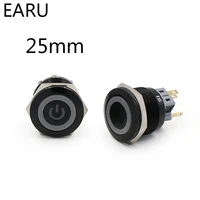 25mm alumina metal push button switch led ring round momentary 6 pin car switches 12v 24v yellow blue