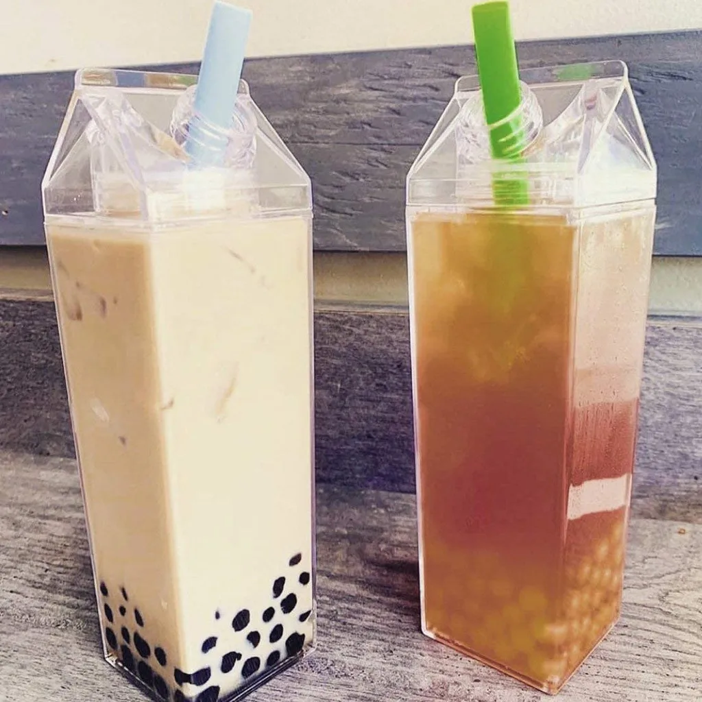 Бутылки для воды 1 шт. молока Забавный прозрачный модный картонный чайник