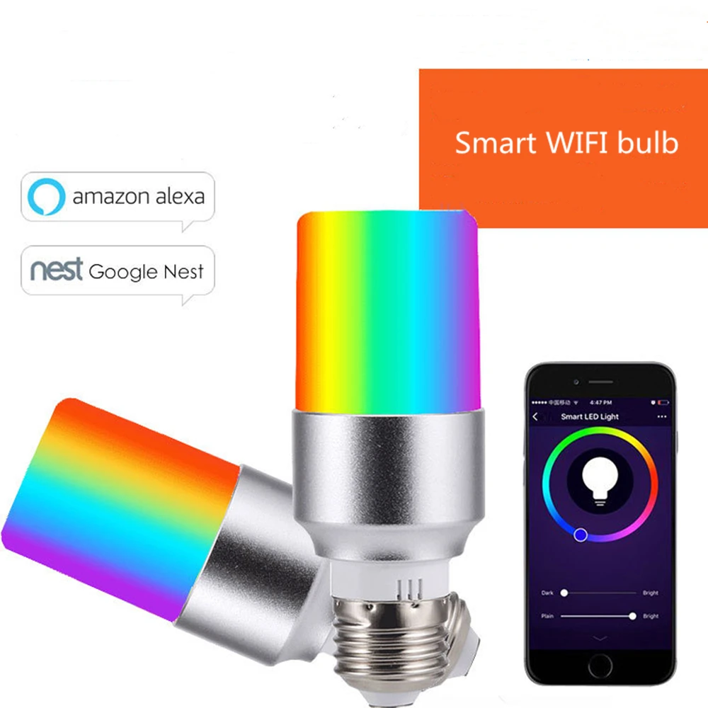 Умная лампа с Wi Fi умный дом E14 /E27 регулировкой яркости поддержка Alexa Google IFTTT