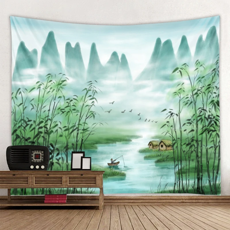 

Landscape Landscape Ink Painting Tapestry Art Deco Blanket Curtain Hanging at Home Bedroom Living Room Decoration