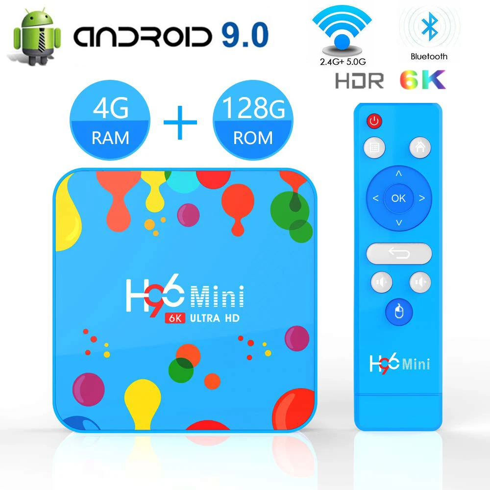 Android 9,0 Smart IP tv Box H96 MiNi 6K ULTRA HD tv BOX 2,4G& 5,8 Ghz Двойная WiFi приставка Google Play для домашнего медиаплеера