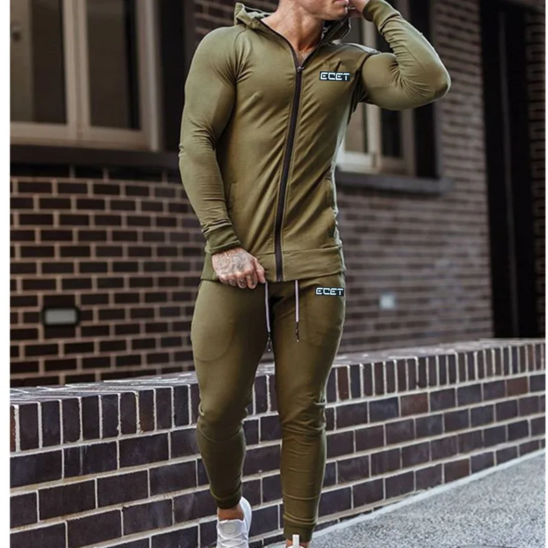 

New Mens Casual Sports Suit Winter Hooded Sweatshirts Running Sportswear Set 2021 Men Fashion Hoodies Pants Jogger Tracksuit Set