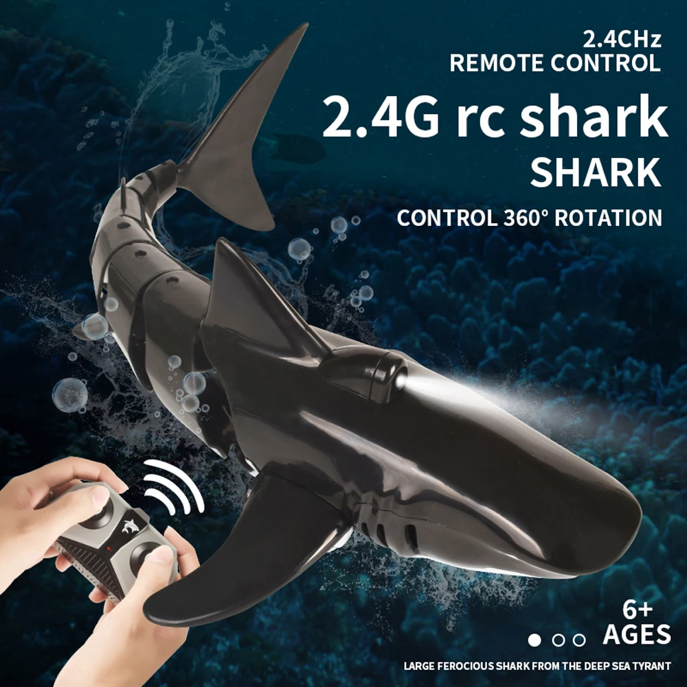 

Kids RC Simulation Shark Toys 2.4G 4CH Waterproof Electric Remote Control Shark Boat Swimming Pool Bathroom Play Water Toys Gift