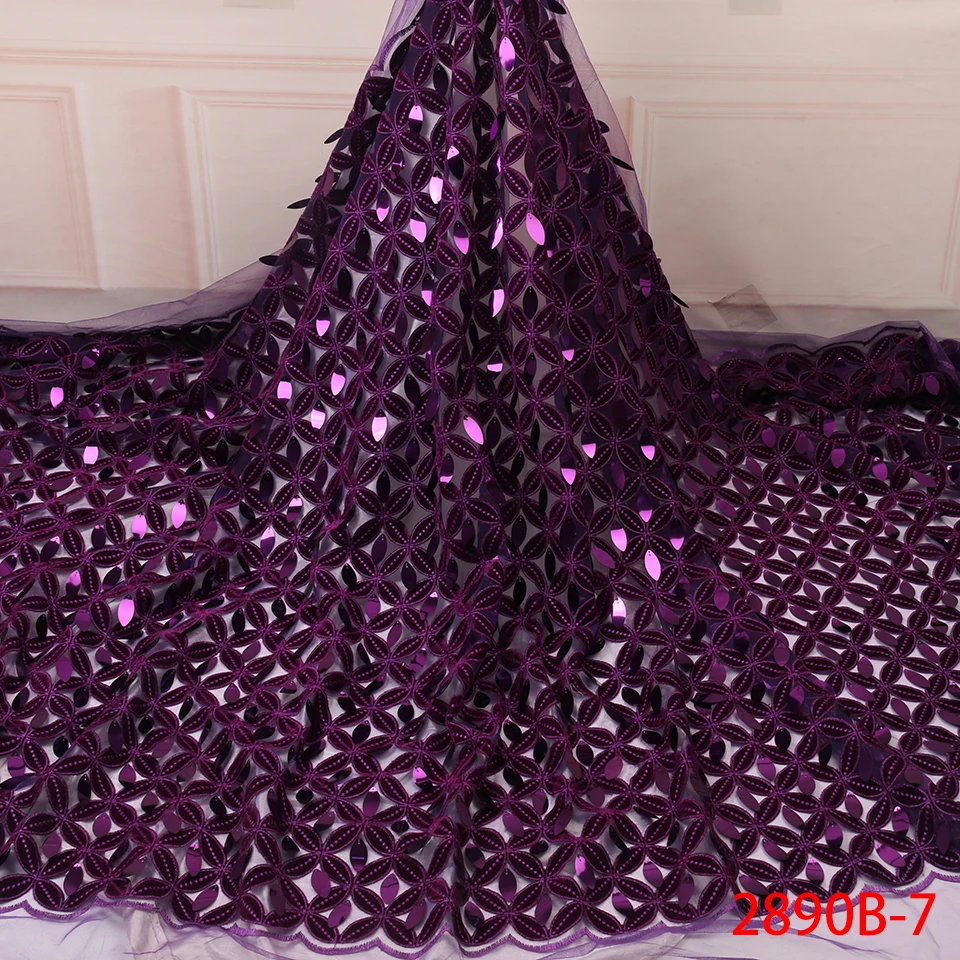 

Sequence Eyelet Lace Fabric Hot in Nigeria 3d Lace Fabric Sequin Tulle Africa Voile Flowers in African Colourful AMY2890B