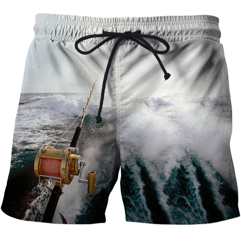 

Fashion fishing pole Printed 3D Men's Beach Shorts Men Summer Quick-Dry Surfing Swimming shorts Male Casual Sports Shorts Pants