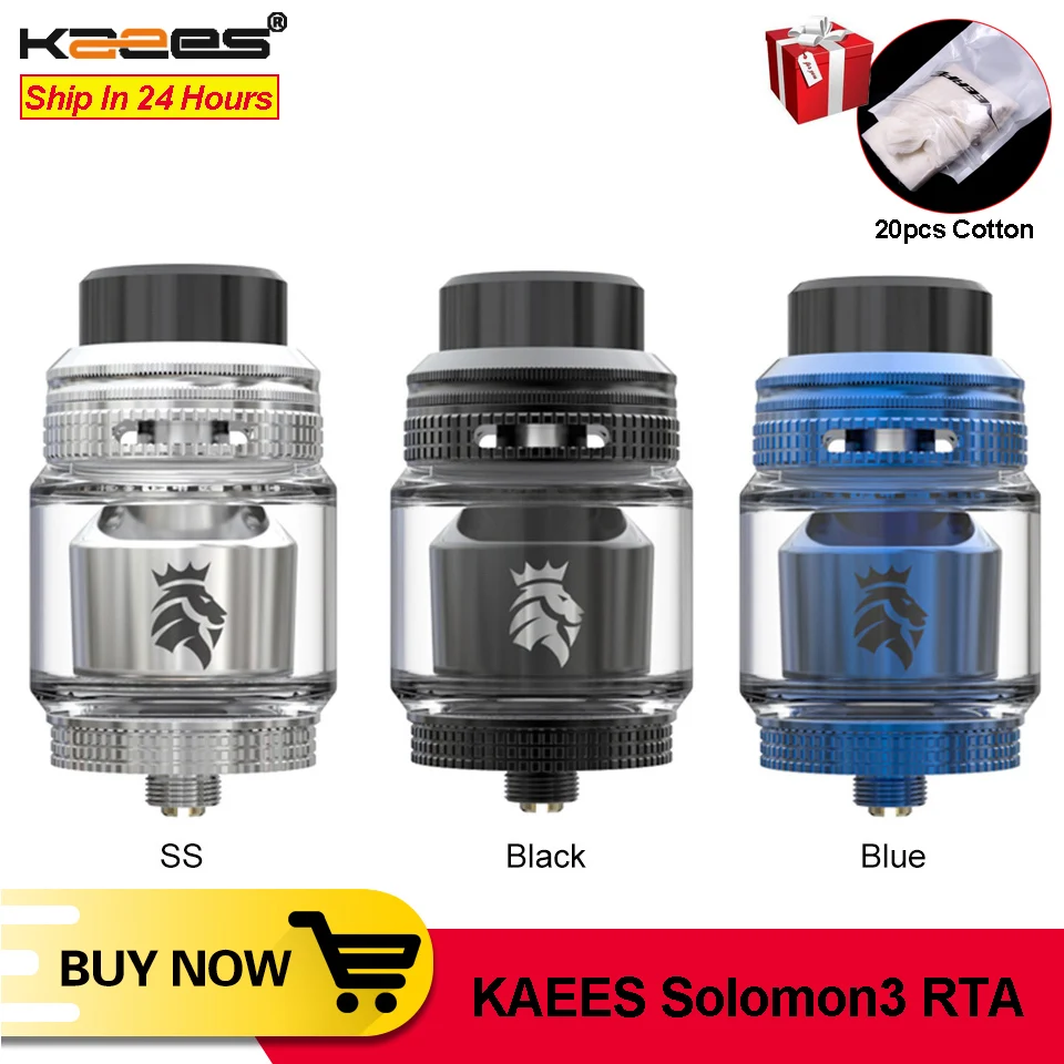 Оригинал KAEES Solomon 3 RTA Tank 5 мл емкость одной/двойной катушки построить электронные