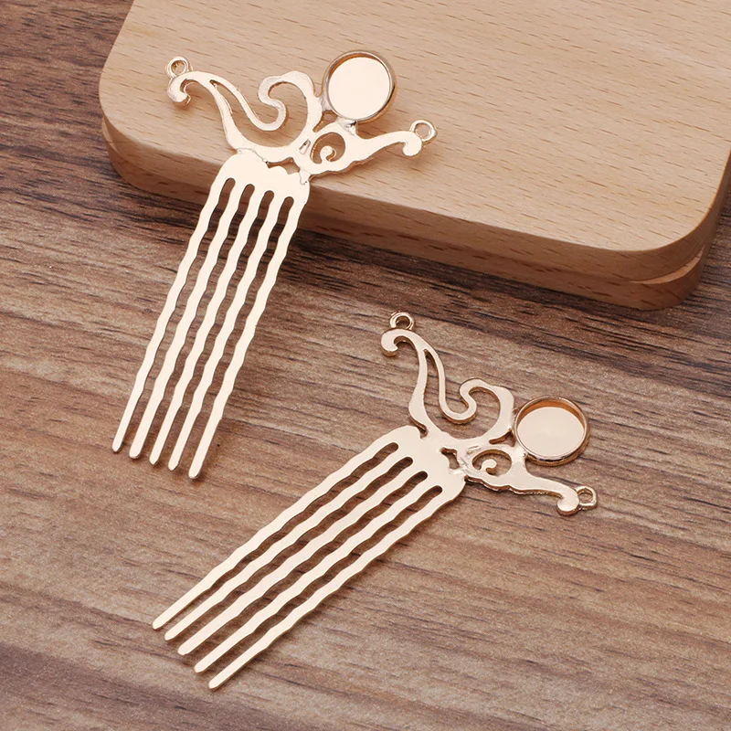 Гребни для волос Металлические золотистые/серебристые 10 шт. 50*15 мм | Украшения и