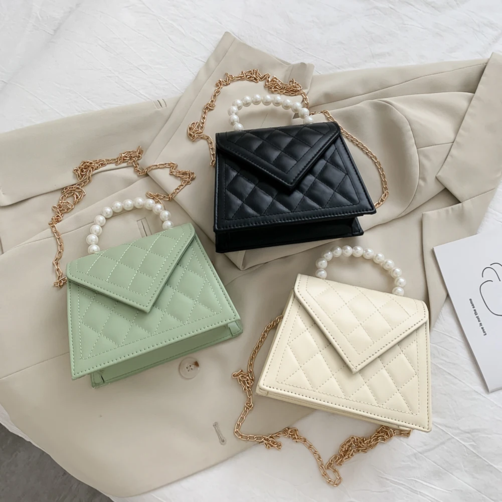 

Popular Simple Female Daily Bag Casual Totes Bags Women Solid PU Crossbody Pearl Handle Female Shoulder Handbags