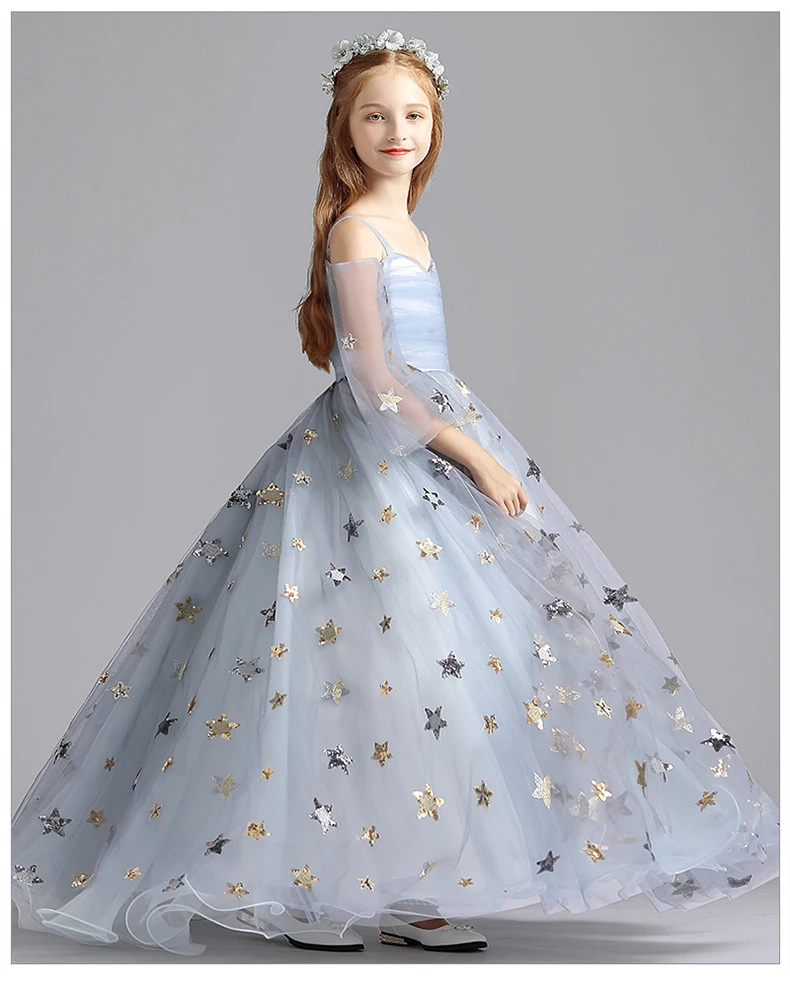 Детское вечернее платье для девочки принцессы со Звездной вышивкой свадебные