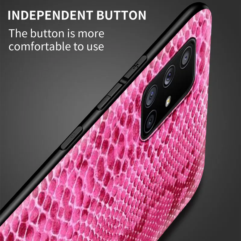 

Luxury Phone Case For Samsung Galaxy A51 A71 M30s A21s A31 M31 A41 A11 M51 A42 Black Thin Soft Cover Coque Luxury Snake Skin Art