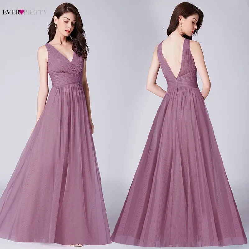 Длинные платья подружки невесты Ever Pretty A-Line с v-образным вырезом без рукавов, официальные свадебные платья для гостей Robe demoiseur D'honneur Rouge
