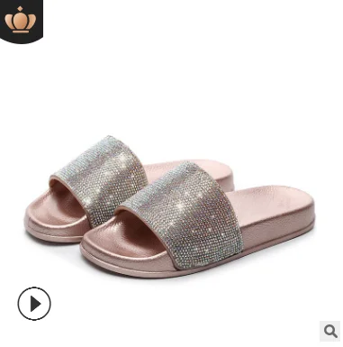 Популярные женские водонепроницаемые шлепанцы со стразами на толстой платформе