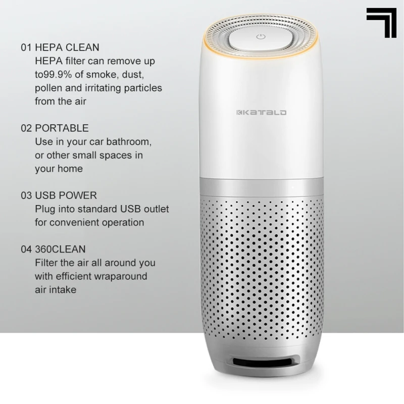

Air Purifier small With 4-Stage Filtration For Car Office Eliminates Smoke Dust Pollen Pet Dander Low Noise USB Powered