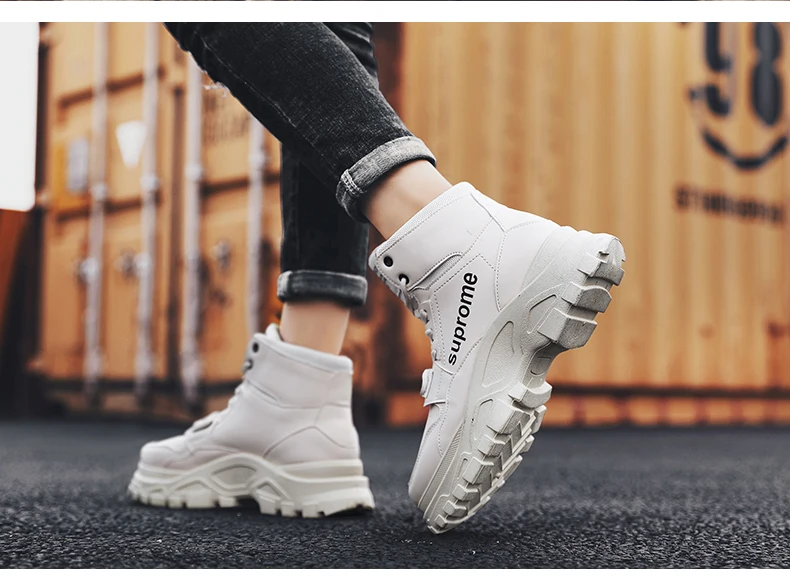 Брендовые кожаные мужские ботинки осенне-зимние теплые ботинки Martens с высоким берцем мужские повседневные кроссовки Dr. Обувь для мотоцикла Clunky