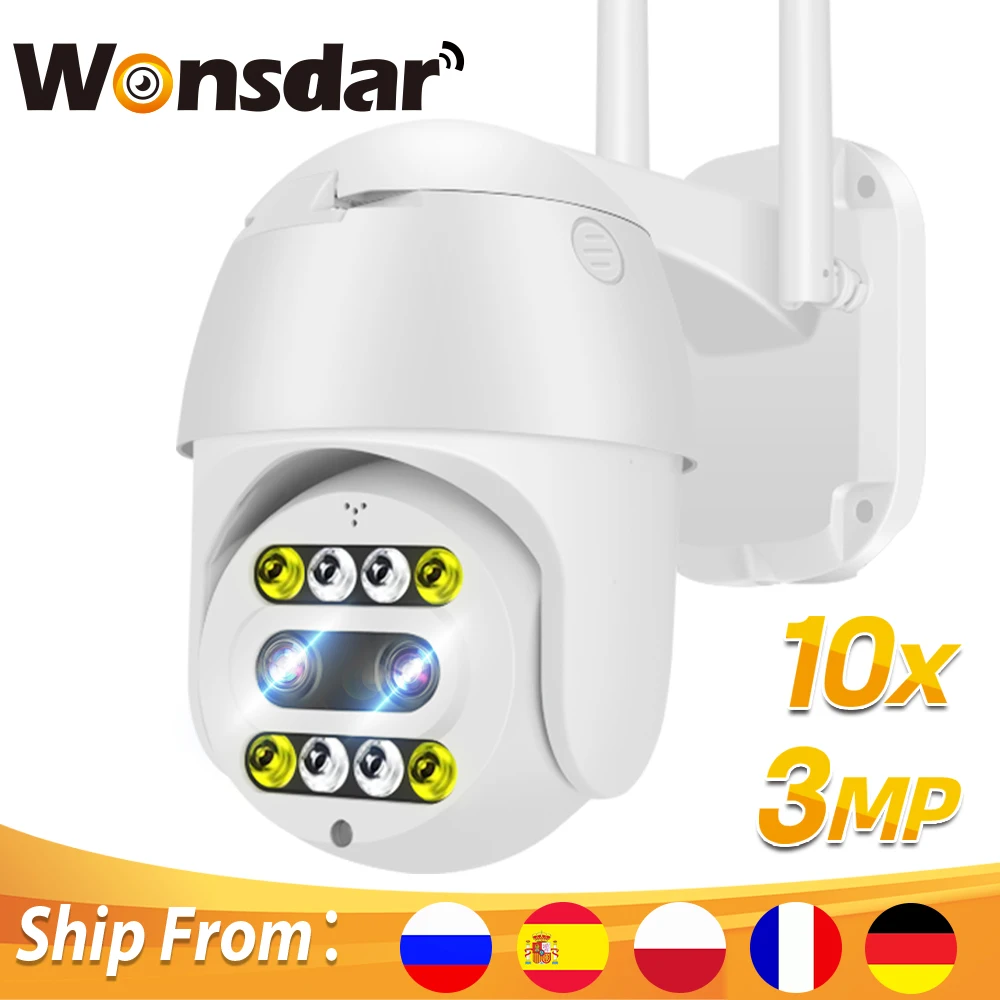 3MP HD IP камера WiFi уличная 10X зум PTZ автослежение звездный свет ночное видение мини