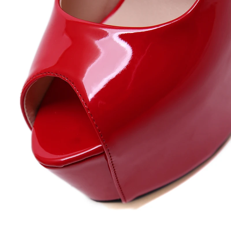 Красные туфли на высоком каблуке классические лодочки платформе с открытым