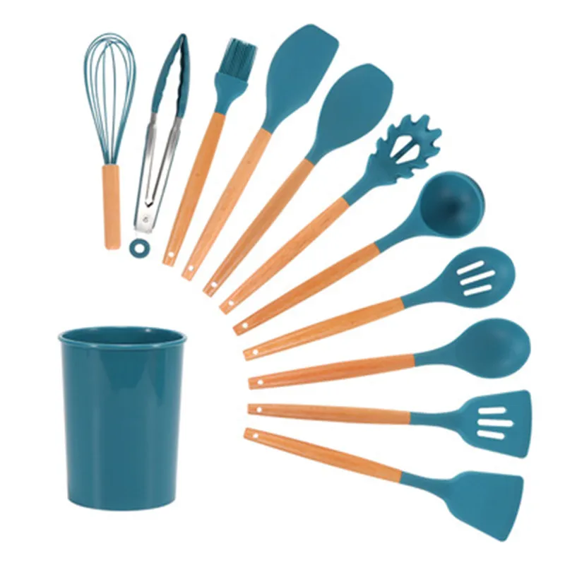Набор силиконовых кухонных принадлежностей антипригарная ложка ковш для супа