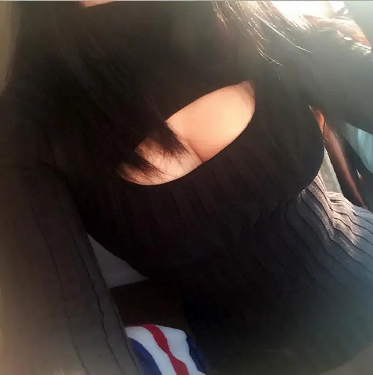 2021 Women Stripe Pullover Knit Open Chest Sweater Cosplay Sexy Tight Bottoming Winter Low-cut | Женская одежда