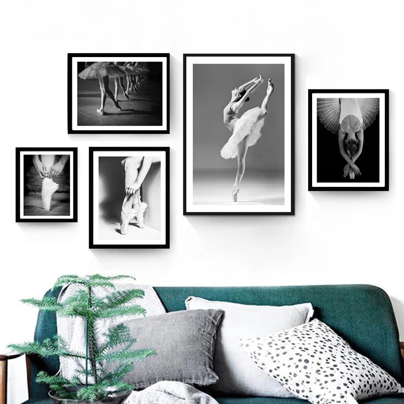 ВИНТАЖНЫЙ ПЛАКАТ для танцев в студии черно-белый балетный танцор фотография