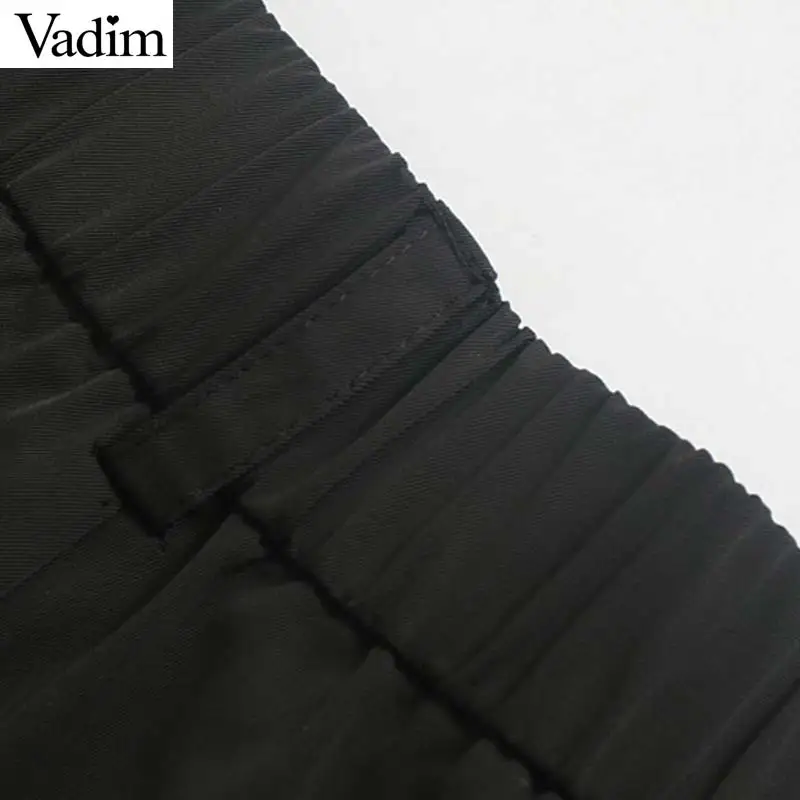 Vadim женские шикарные широкие брюки карманы на молнии дизайн эластичный пояс длинные брюки женские черные брюки KB136